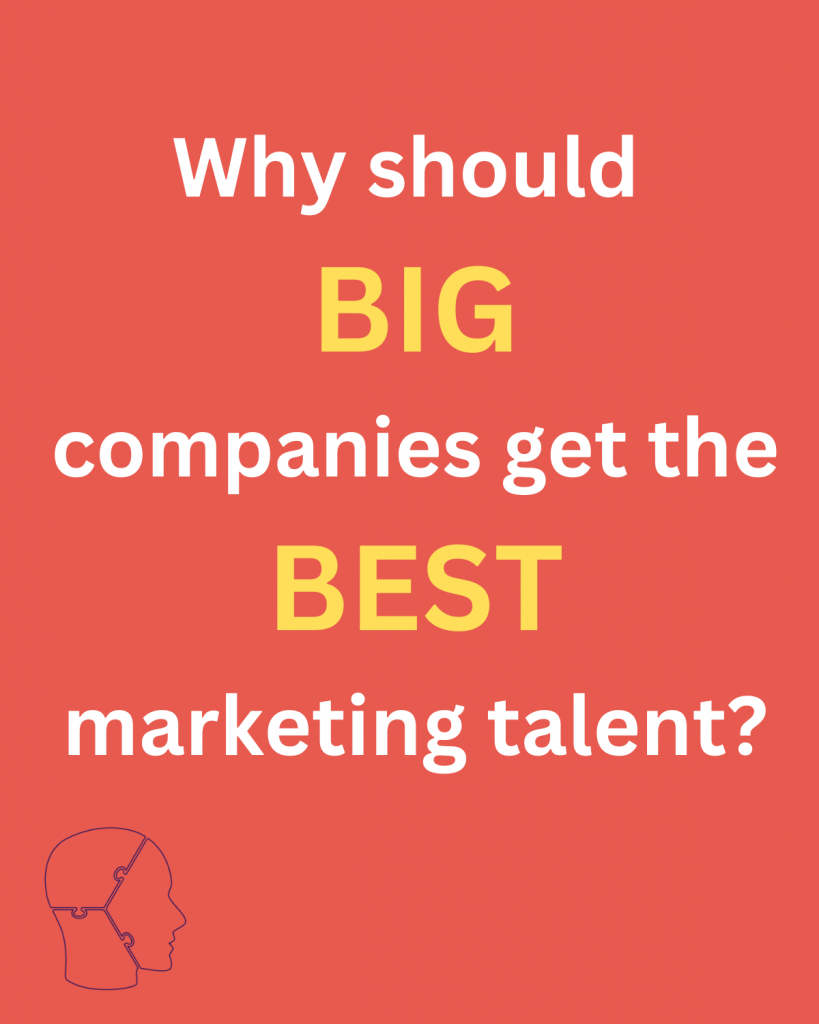 why should big companies get the best marketing talent?